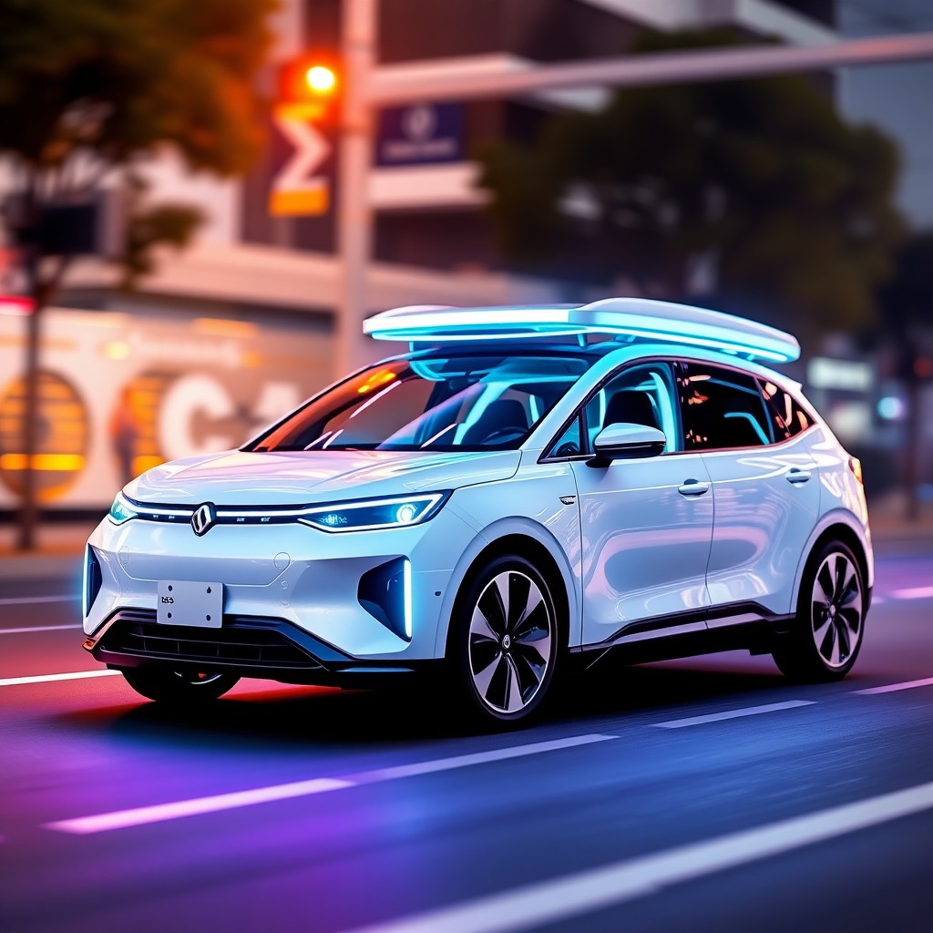 Vehículo conectado utilizando tecnología 5G en carretera moderna